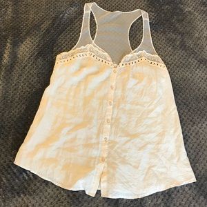 Quiksilver sheer white tank